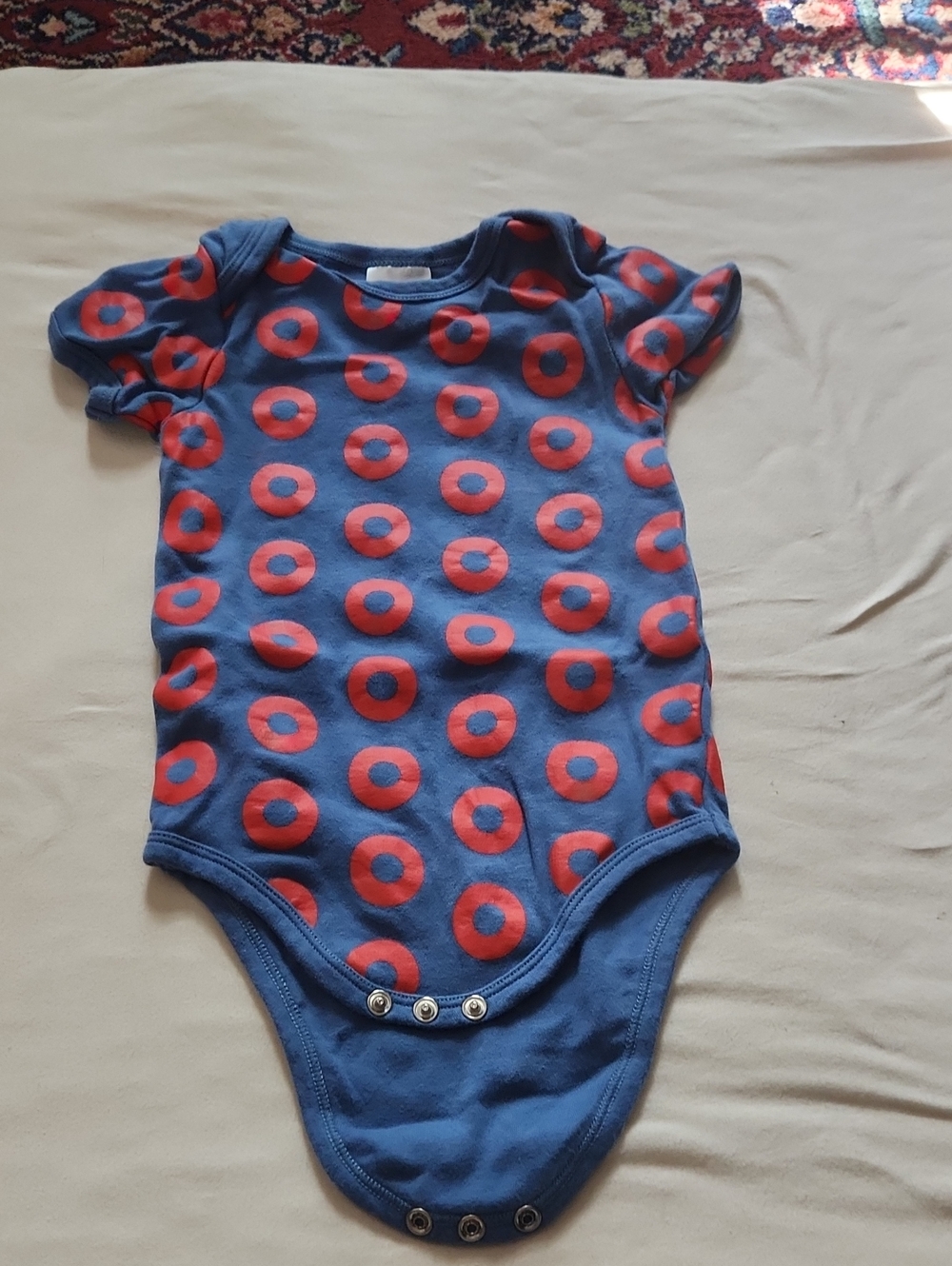 Blue Baby Bodysuit with Red Dot Print